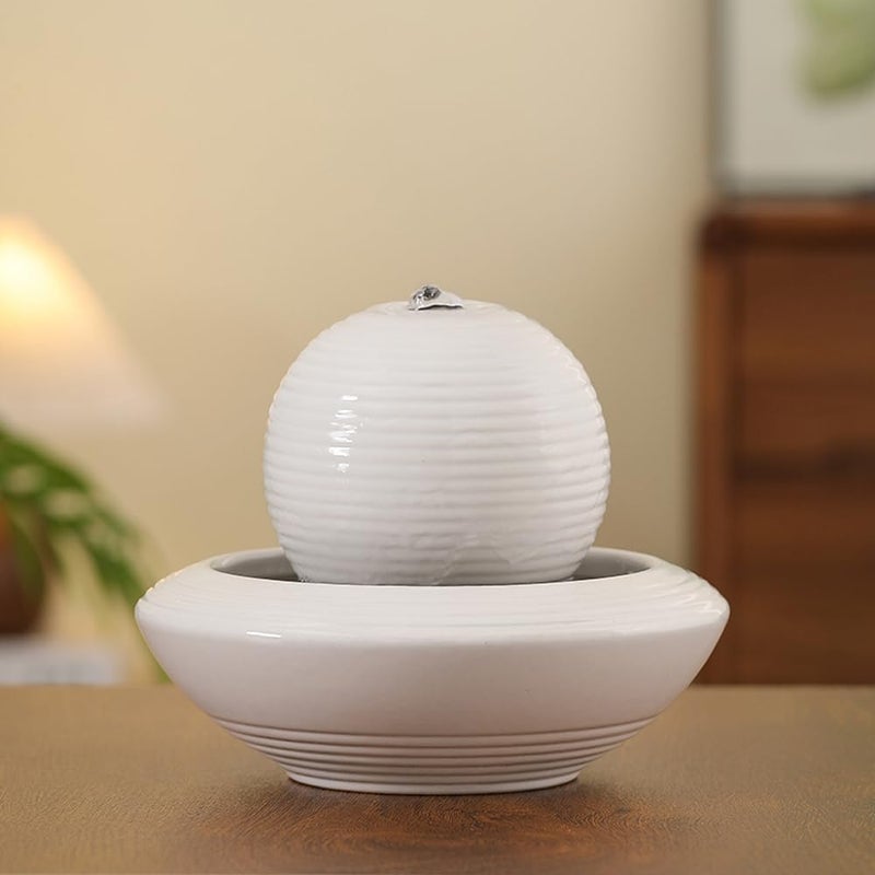 Andady Ceramic Tabletop Fountain Water Feature for Indoor and Home Decoration Table Desk Office Patio(White A156) - Image 1